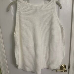 LOFT White Ribbed Tank Top